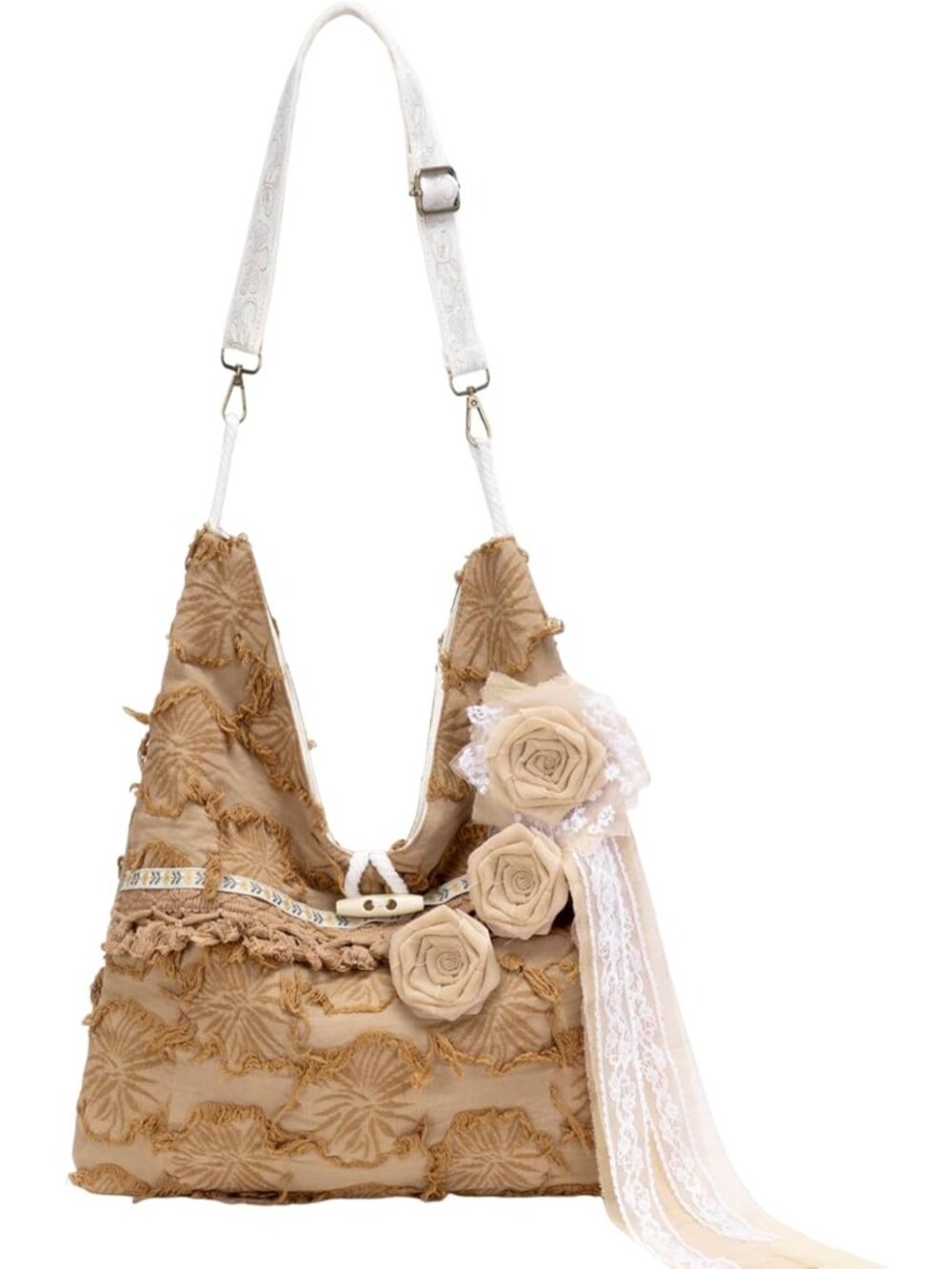 Boho Purses Bags for Women Hand Retro Hobo Handbag Flower Crossbody Purse